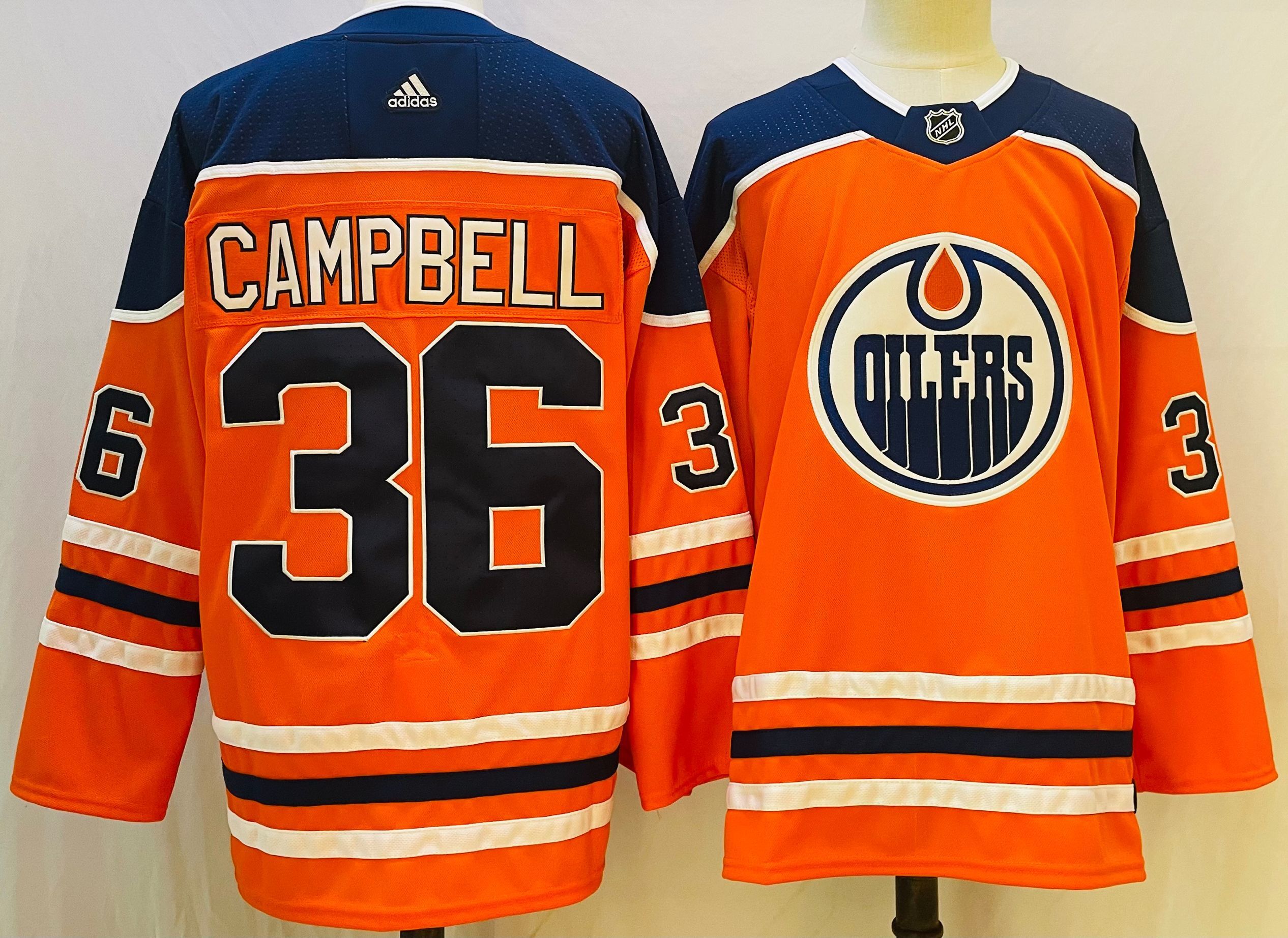 Men Edmonton Oilers #36 Campbell Orange Throwback 2022 Adidas NHL Jersey->detroit red wings->NHL Jersey